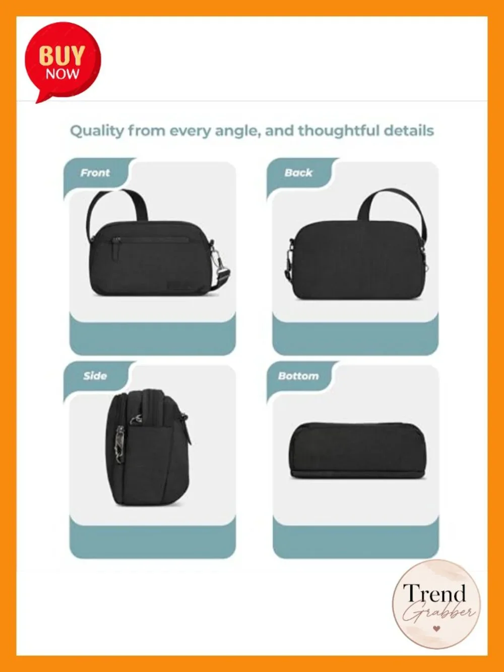 Anti-Theft Crossbody Bag with RFID Blocking, Fits DSLR